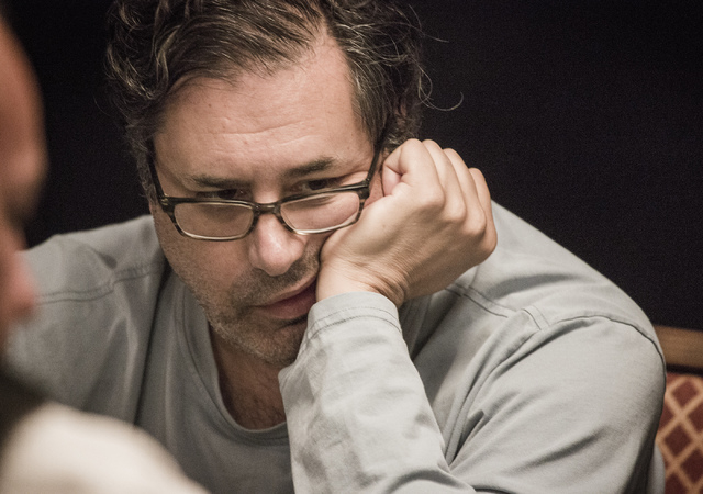 Poker player Bruce Levitt  studies the cards during the World Series of Poker at the Rio Convention Center 3700 West Flamingo Road on Friday, May 29, 2015. (Jeff Scheid/Las Vegas Review-Journal) F ...