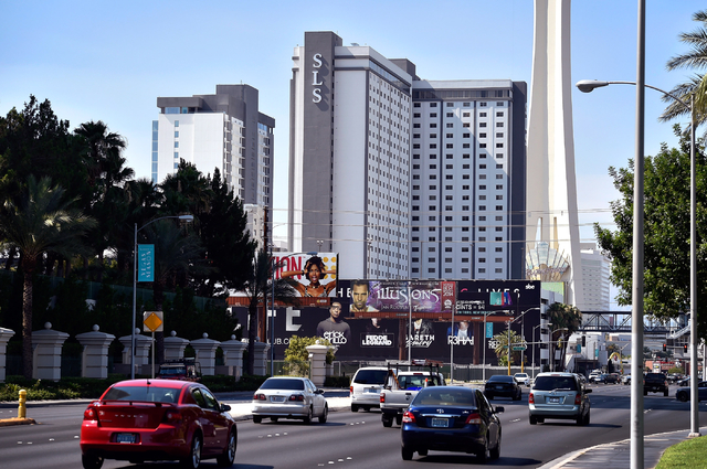 The SLS hotel-casino towers are seen from Paradise Road on Tuesday, June 23, 2015, in Las Vegas. According to an SEC filing, the hotel-casino lost $35.3 million in the first quarter of this year.  ...