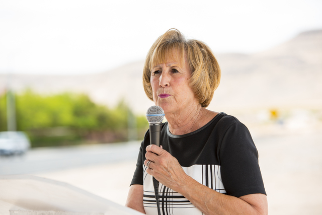 Clark County Commissioner Susan Brager speaks during the groundbreaking of The Cliffs, a new development in Summerlin, in Las Vegas on Wednesday, June 10, 2015. (Joshua Dahl/Las Vegas Review-Journal)