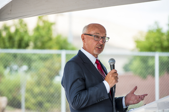 Kevin Orrock, president of Summerlin for developer The Howard Hughes Corp., speaks during the groundbreaking of The Cliffs, a new development in Summerlin, in Las Vegas on Wednesday, June 10, 2015 ...
