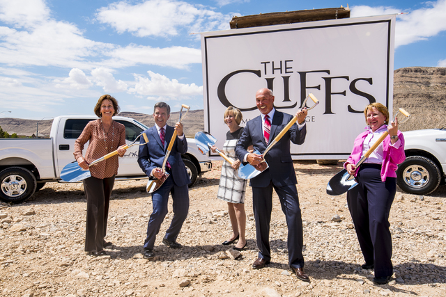 Peggy Chandler, senior vice president of Summerlin, from left, Tom Warden, vice president of community and government affairs for the Howard Hughes Corp., Clark County Commissioner Susan Brager, K ...
