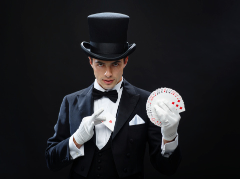 magician cards trick playing showing magic vegas las photography performance magicians mob mesmerize ridiculous stereotypical just thinkstock concept juggle hat