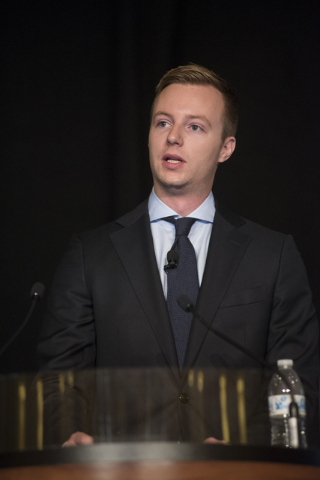 Economic analyst Ryan Kennelly speaks during the UNLV Center for Business & Economic Research biannual conference at the Sands Expo and Convention Center in Las Vegas on Thursday, June 25, 2015. ( ...
