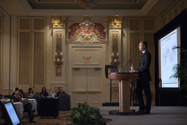 Economic analyst Ryan Kennelly speaks during the UNLV Center for Business & Economic Research biannual conference at the Sands Expo and Convention Center in Las Vegas on Thursday, June 25, 2015. ( ...