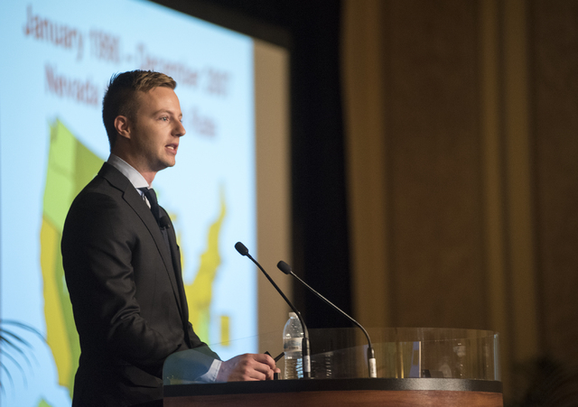 Economic analyst Ryan T. Kennelly speaks during the UNLV Center for Business & Economic Research biannual conference at the Sands Expo and Convention Center in Las Vegas on Thursday, June 25, 2015 ...