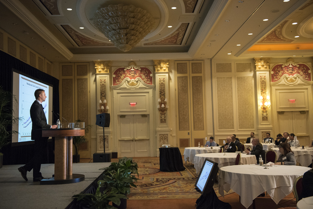 Economic analyst Ryan Kennelly speaks during the UNLV Center for Business & Economic Research biannual conference at the Sands Expo and Convention Center in Las Vegas on Thursday, June 25, 2015. ( ...