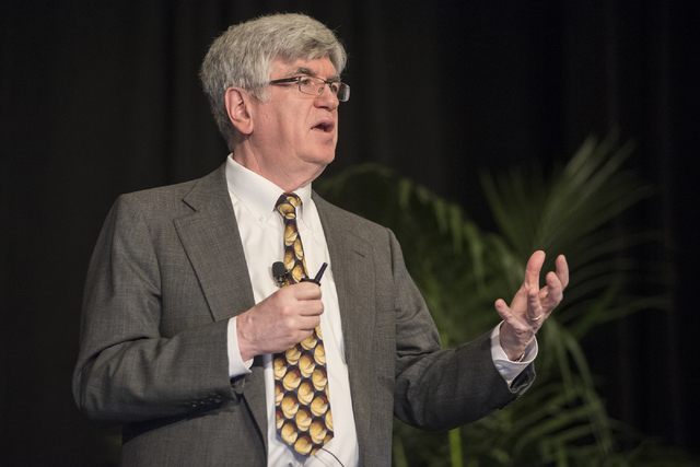 Professor of Economics Dr. Stephen Brown speaks during the UNLV Center for Business & Economic Research biannual conference at the Sands Expo and Convention Center in Las Vegas on Thursday, June 2 ...