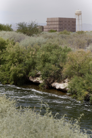 Water flows through the Las Vegas Wash in the Clark County Wetlands Park on Thursday, June 4, 2015, in Las Vegas. Almost every drop of water used indoors in the valley is recycled. (James Tensuan/ ...