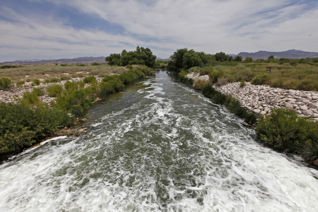Water flows through the Las Vegas Wash in the Clark County Wetlands Park on Thursday, June 4, 2015, in Las Vegas. Almost every drop of water used indoors in the valley is recycled. (James Tensuan/ ...