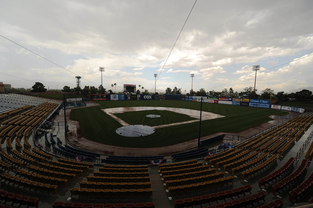 Cashman Field is seen after a minor league baseball game between the Las Vegas 51s and the Reno Aces as a thunderstorm moves overhead Sunday June 14, 2015. Las Vegas defeated Reno 8-7. (Josh Holmb ...