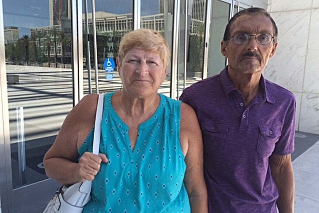 Wanda Murray, left, an early whistleblower in the scheme to take over and defraud the Vistana homeowners association, leaves the Lloyd George Federal Courthouse Monday, June 15, 2015 with her husb ...