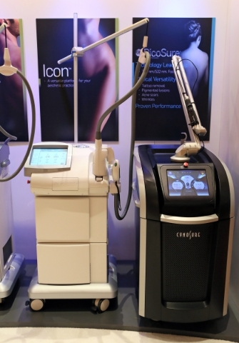 Laser systems are on display at the Cynosure booth. (Ronda Churchill/Las Vegas Review-Journal)