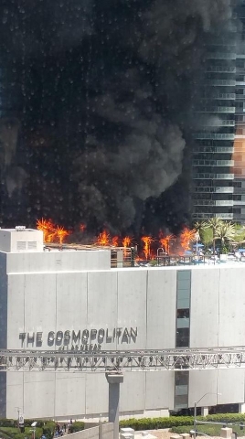 Fire at the Cosmopolitan on July 25, 2015. (Melissa Zea/Twitter)