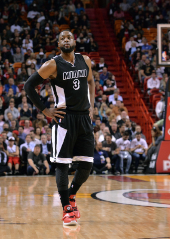 Miami Heat guard Dwyane Wade sets up on defense during second half