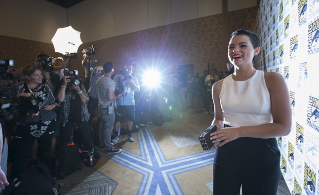 Cast member Brianna Hildebrand poses at a press line for "Deadpool" during the 2015 Comic-Con International Convention in San Diego, California July 11, 2015. (Mario Anzuoni/Reuters)