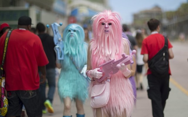 Star Wars enthusiasts wear costumes resembling what they say are "Chew's Angels" during the 2015 Comic-Con International Convention in San Diego, California July 10, 2015. (Mario Anzuoni/Reuters)
