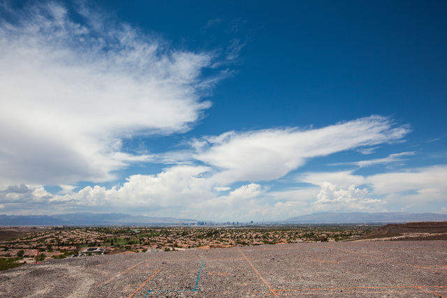 The lot where the first home to be built in Ascaya, a luxury home development, is seen in the hills of the McCullough mountain range in Henderson, Nev. on Tuesday, July 7, 2015. Over 300 homes are ...