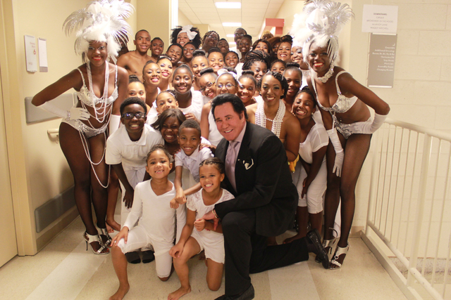 Broadway in the Hood performers pose with Wayne Newton, who joined them at The Smith Center's 2014 Sesquicentennial Concert. (Courtesy)