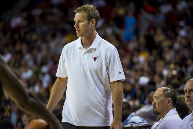 Fred Hoiberg, the head coach of the Chicago Bulls, looks on during basketball against against the Minnesota Timberwolves during the NBA Summer League at the Thomas & Mack Center in Las Vegas on Sa ...