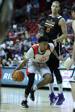 Houston's Chris Wood (36) dribbles the ball to the basket in his NBA Summer League game against Phoenix at Cox Pavilion at UNLV in Las Vegas Sunday, July 12, 2015. (Erik Verduzco/Las Vegas Review- ...