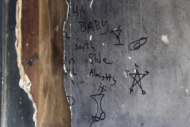 Writing is seen inside a house on 108 E. Tonopah Ave. on Wednesday, July 1, 2015, in North Las Vegas. (James Tensuan/Las Vegas-Review Journal) Follow @jtensuan on Twitter.