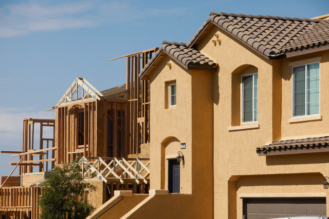 New town homes are seen on Irene Porter Street on Monday, June 29, 2015, in North Las Vegas. Ryland Homes' Centennial Crossings is one of the newest town home communities in the valley. (James Ten ...