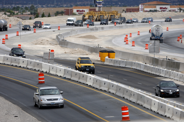 Motorists work their way through road construction on the northern Las Vegas Beltway east of Decatur Boulevard Friday, Sept. 6, 2013. (K.M. Cannon/Las Vegas Review-Journal)