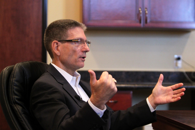 U.S. Representative Joe Heck meets with the press at Red Rock Strategies on Monday, July 6, 2015. Heck will be running for a seat on the U.S. Senate. (James Tensuan/Las Vegas Review-Journal) Follo ...