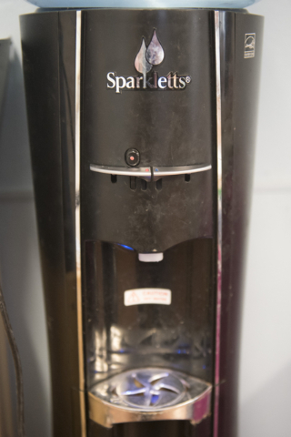 A water cooler is set up for students at Mountain Heights Montessori in Las Vegas, Wednesday, July 1, 2015.(Jason Ogulnik/Las Vegas Review-Journal)