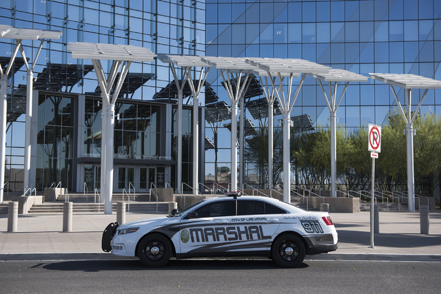 A Las Vegas Marshal patrol vehicle sits parked outside Las Vegas City Hall on Thursday Apr. 2, 2015. (Martin S. Fuentes/Las Vegas Review-Journal)