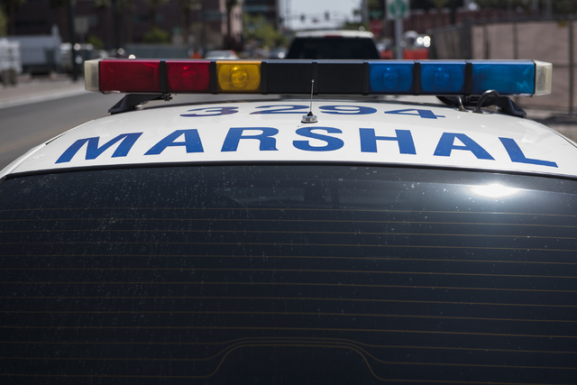 A Las Vegas Marshal patrol vehicle sits parked outside Las Vegas City Hall on Thursday Apr. 2, 2015. (Martin S. Fuentes/Las Vegas Review-Journal)