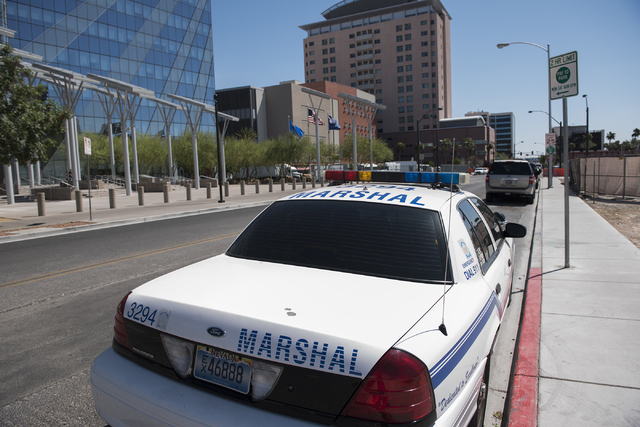 A Las Vegas Marshal patrol vehicle sits parked outside Las Vegas City Hall on Thursday Apr. 2, 2015. (Martin S. Fuentes/Las Vegas Review-Journal)