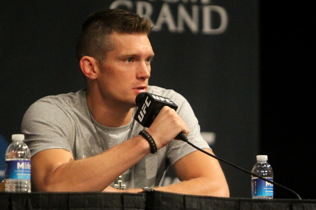Stephen Thompson answers questions from the press and fans at the KA Theater in the MGM on Thursday, July 9, 2015 in Las Vegas. UFC Fighters Chad Mendes and Conor McGregor will go head to head thi ...