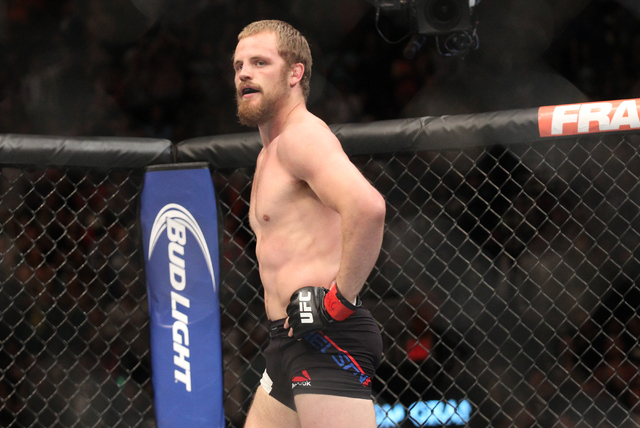 Gunnar Nelson walks around the octagon after defeating Brandon Thatch in UFC 189 at the MGM Grand Garden Arena Saturday, July 11, 2015, in Las Vegas. (Chase Stevens/Las Vegas Review-Journal) Follo ...