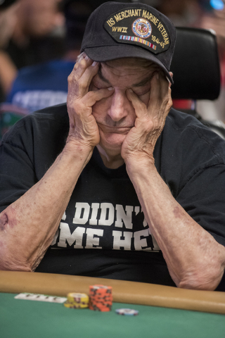 Ninety four year-old William Wachter competes during the fourth day of the $10,000 buy-in No-Limit Texas Hold 'em World Series of Poker World Championship at the Rio hotel-casino in Las Vegas on S ...