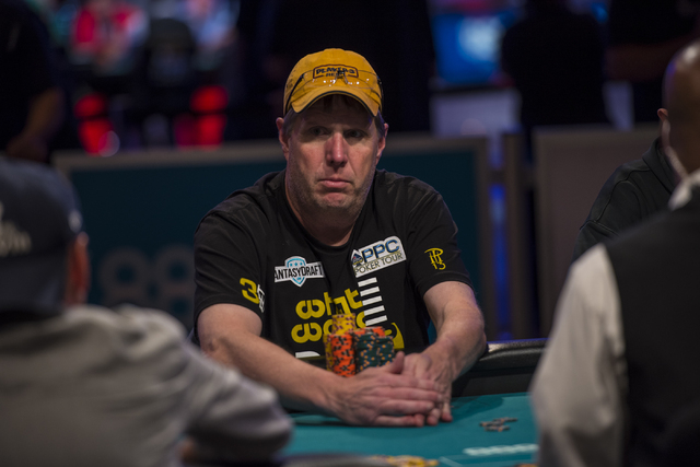 Mark Kroon looks across the table during the Main Event at the World Series of Poker at the Rio Convention Center in Las Vegas on Sunday, July 12, 2015. (Joshua Dahl/Las Vegas Review-Journal)