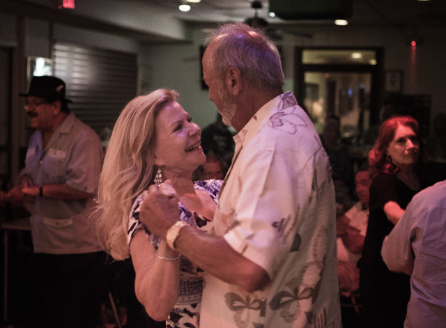 Sherry Johnson, left, and Mike Zeto dance during Monday Nite Jamming at the Tap House, 5589 W. Charleston Blvd., on Monday, June 29, 2015. Jeff Scheid on Twitter @jlscheid (Jeff Scheid/Las Vegas R ...
