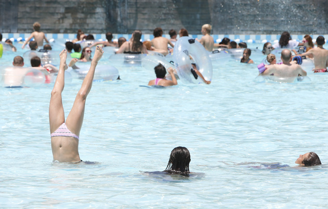 Swimmers cool off on a hot day at Surf-A-Rama Wave Pool at Cowabunga Bay Water Park in Henderson, Saturday, June 27, 2015. (Bizuayehu Tesfaye/Las Vegas Review-Journal) Follow Bizu Tesfaye on Twitt ...