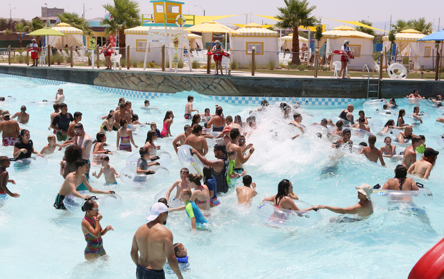 Swimmers cool off on a hot day at Surf-A-Rama Wave Pool at Cowabunga Bay Water Park in Henderson, Saturday, June 27, 2015. (Bizuayehu Tesfaye/Las Vegas Review-Journal) Follow Bizu Tesfaye on Twitt ...