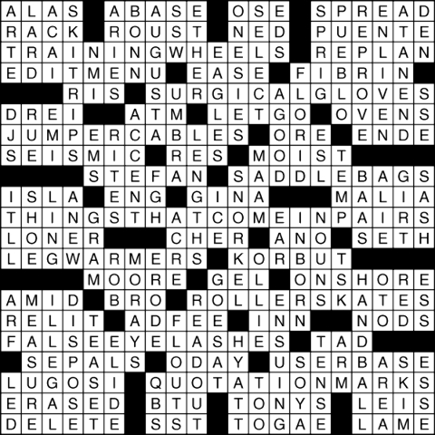 Solution to crossword, Aug. 27, 2015 (Click on image to see all answers)