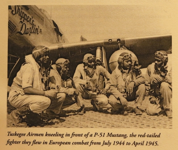A photograph is shown from "Tuskegee Airmen Questions and Answers for Students and Teachers" by Daniel Haulman.