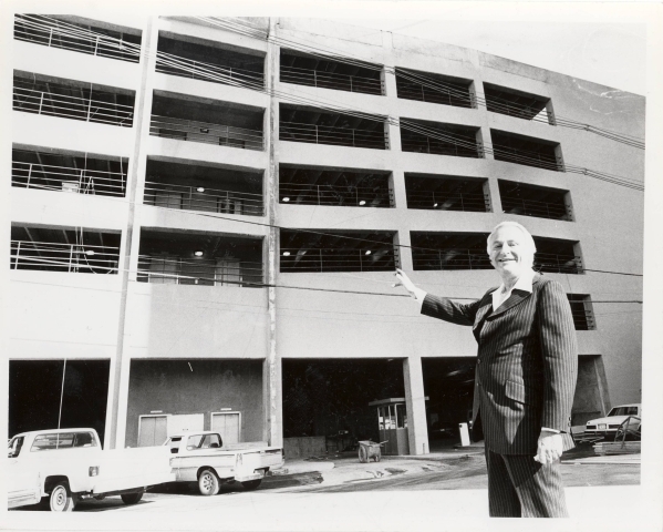 Mel Exber is shown at the Las Vegas Club parking garage after an expansion at the hotel in this undated file photo. (Las Vegas Review-Journal)