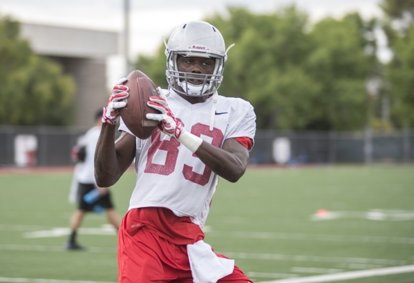 UNLV sophomore wide receiver Devonte Boyd, shown at practice Tuesday, enters the season opener next Saturday with great expectations after being Mountain West Freshman of the Year. MARTIN S. FUENT ...