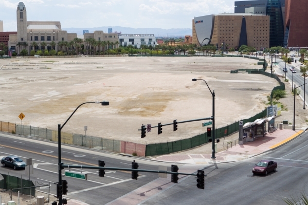 Undeveloped land that is part of Symphony Park is seen from the Molasky Corporate Center in Las Vegas on Friday, Aug. 28, 2015. Chase Stevens/Las Vegas Review-Journal Follow