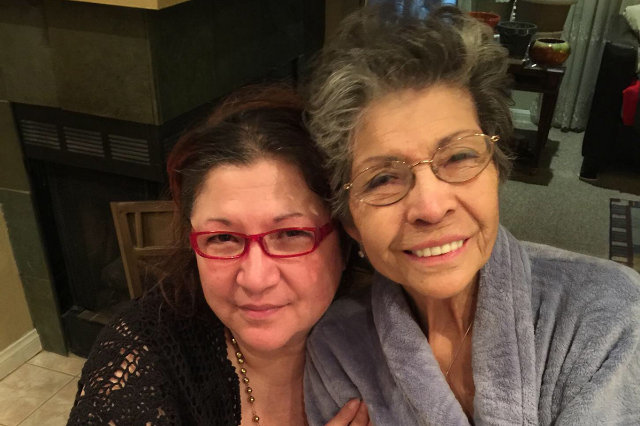 Linda Luebeck (left) and her mother, Mary Luebeck (right) in 2015. (Courtesy)