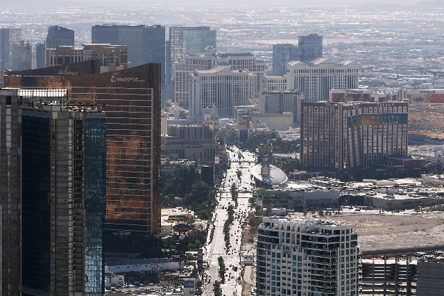 This is a view of the Strip looking south from the Stratosphere Tower Friday, Feb. 6, 2015. (Sam Morris/Las Vegas Review-Journal)