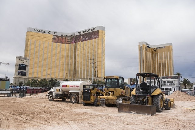 The site of the Professional Bull Riding event Last Cowboy Standing is prepared for May 22nd-24th at the Mandalay Bay events center in Las Vegas on Wednesday, May 20, 2015. (Martin S. Fuentes/Las  ...
