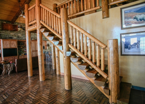Montana-based Rocky Mountain Log Homes was hired to build the large Mount Charleston log cabin. ELKE COTE/REAL ESTATE MILLIONS