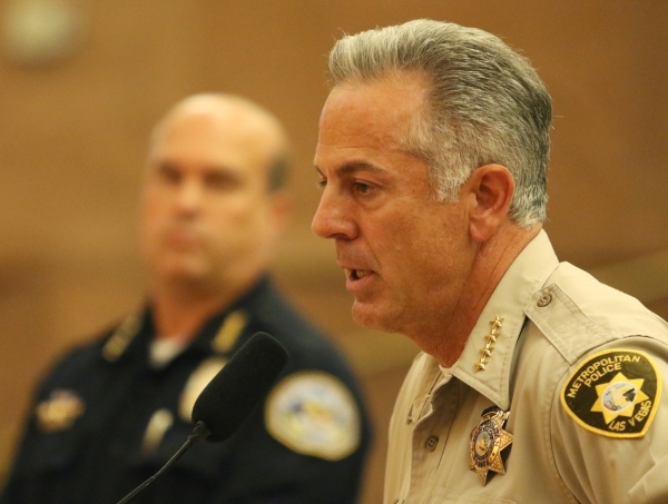 Clark County Sheriff Joseph Lombardo speaks during a public hearing for More Cops sales tax at of a County Commission meeting at the commission chambers Tuesday, Sept. 1, 2015, in Las Vegas. Ronda ...
