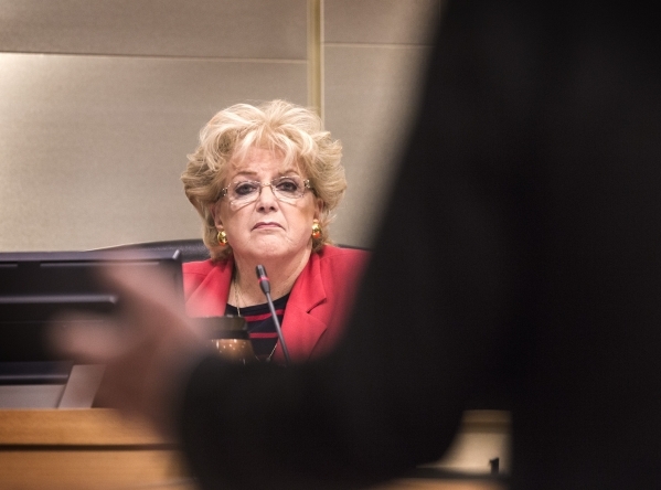 Mayor Carolyn Goodman listens while City Attorney Brad Jerbic speaks during an Fremont Street ordinance hearing at Las Vegas City Council on Wednesday, Sept. 02, 2015. JEFF SCHEID/LAS VEGAS REVIEW ...